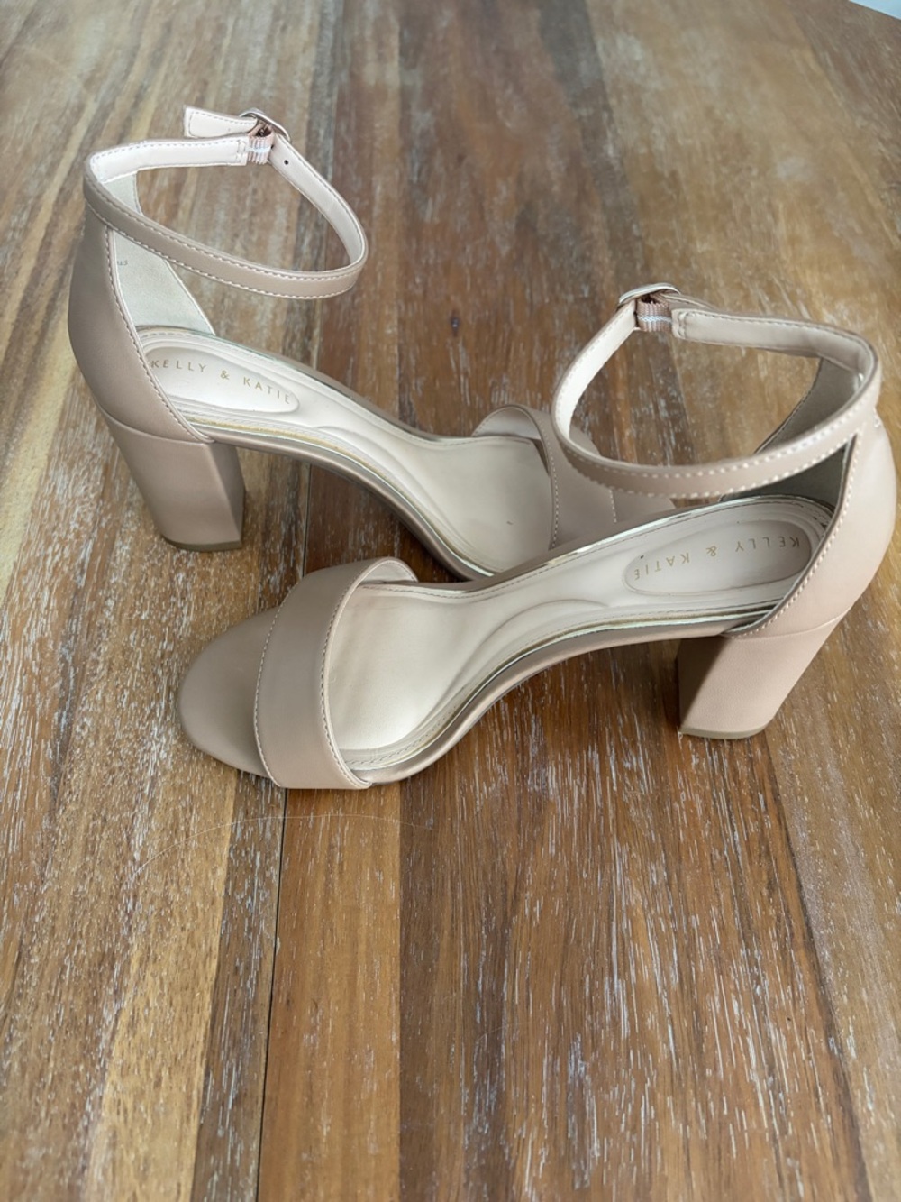 Kelly & Katie Blush Nude Ankle-Strap Block Heels - Picture 4 of 6